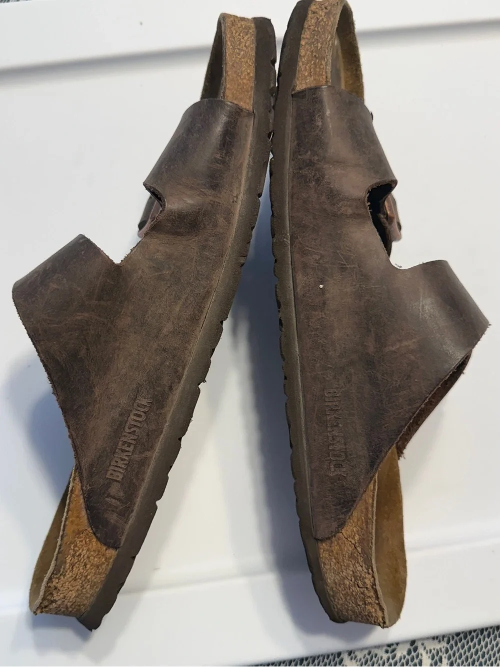 Birkenstock Arizona Men's Brown Leather Double-Buckle Slide Sandals size 46